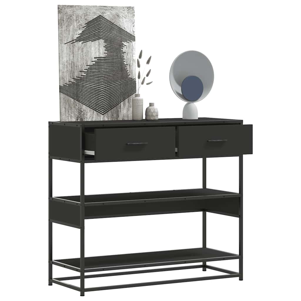 konsolinis stalas juodas 90x35x80 cm inžinierinis medis