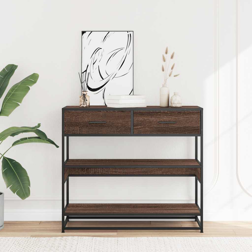 Konsolinis staliukas, rudas ąžuolo, 90x35x80cm, mediena