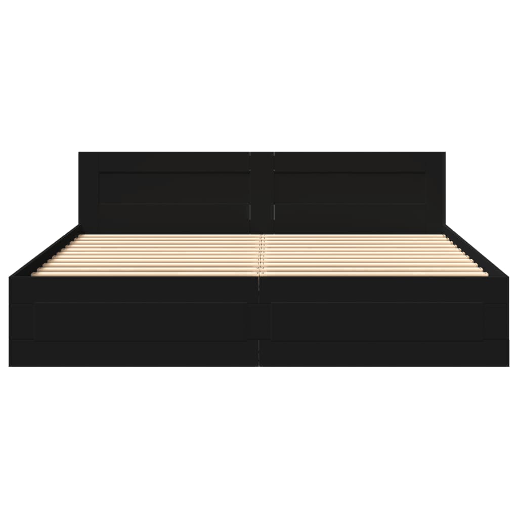 Lovos rėmas su galvūgaliu be čiužinio, juodas, 180x200cm