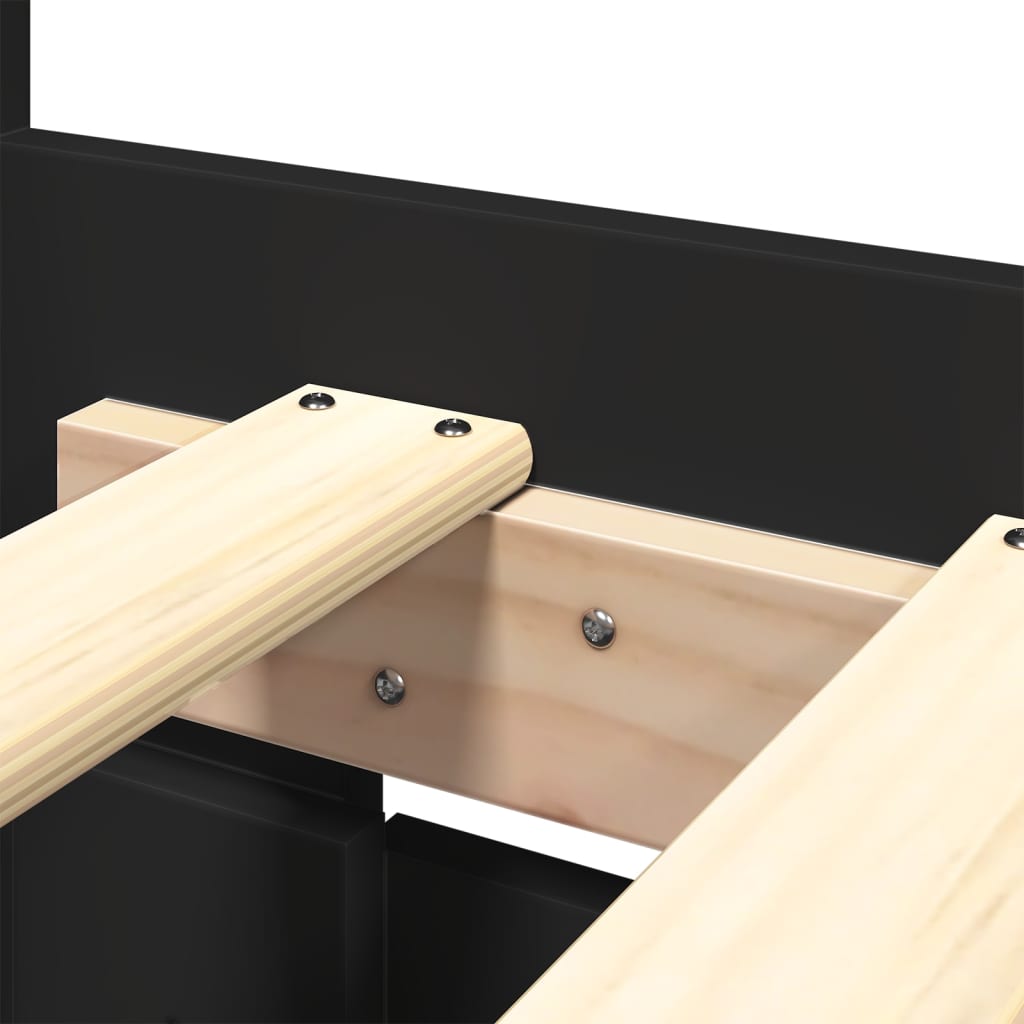 Lovos rėmas su galvūgaliu be čiužinio, juodas, 180x200cm