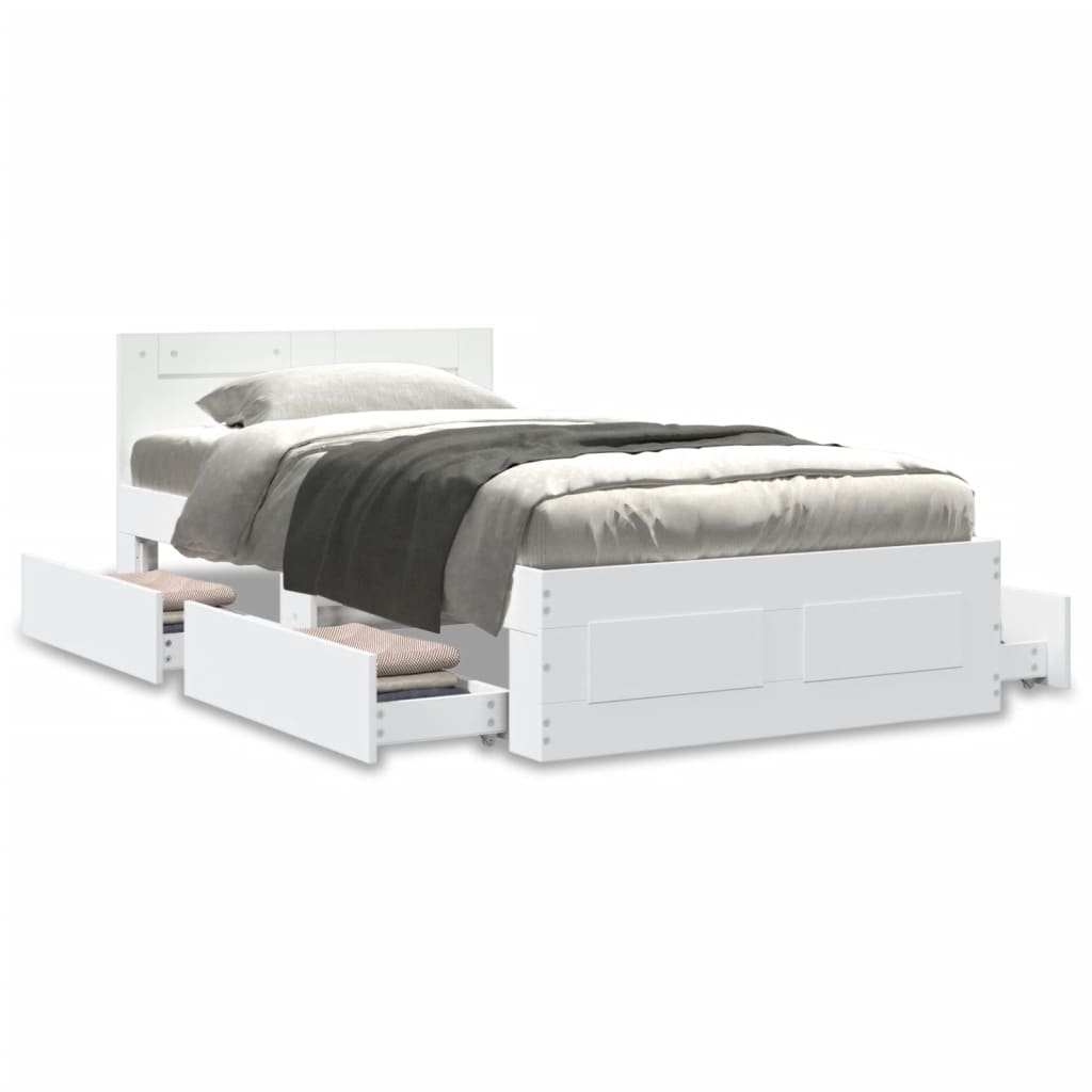 Lovos rėmas su galvūgaliu be čiužinio, baltas, 100x200cm