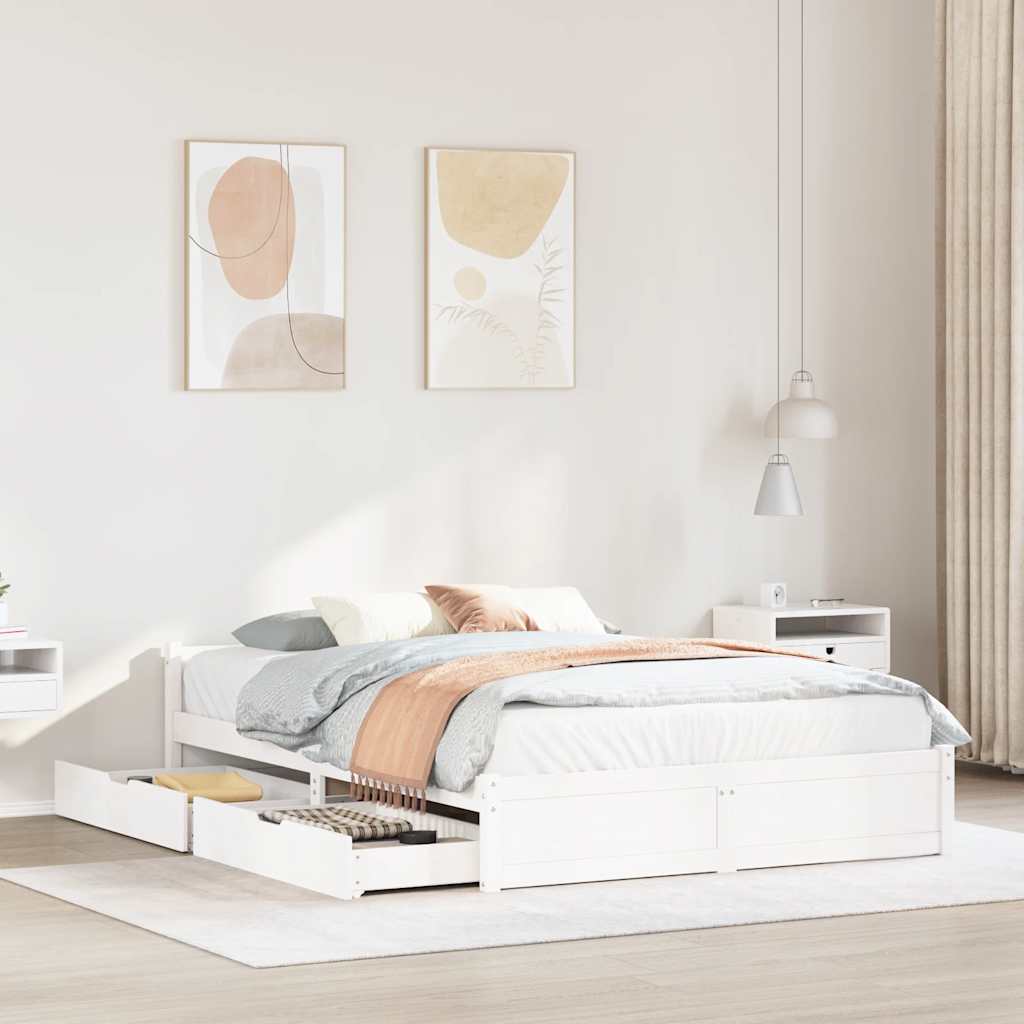 Lovos rėmas be čiužinio, baltas, 140x200cm, pušies masyvas