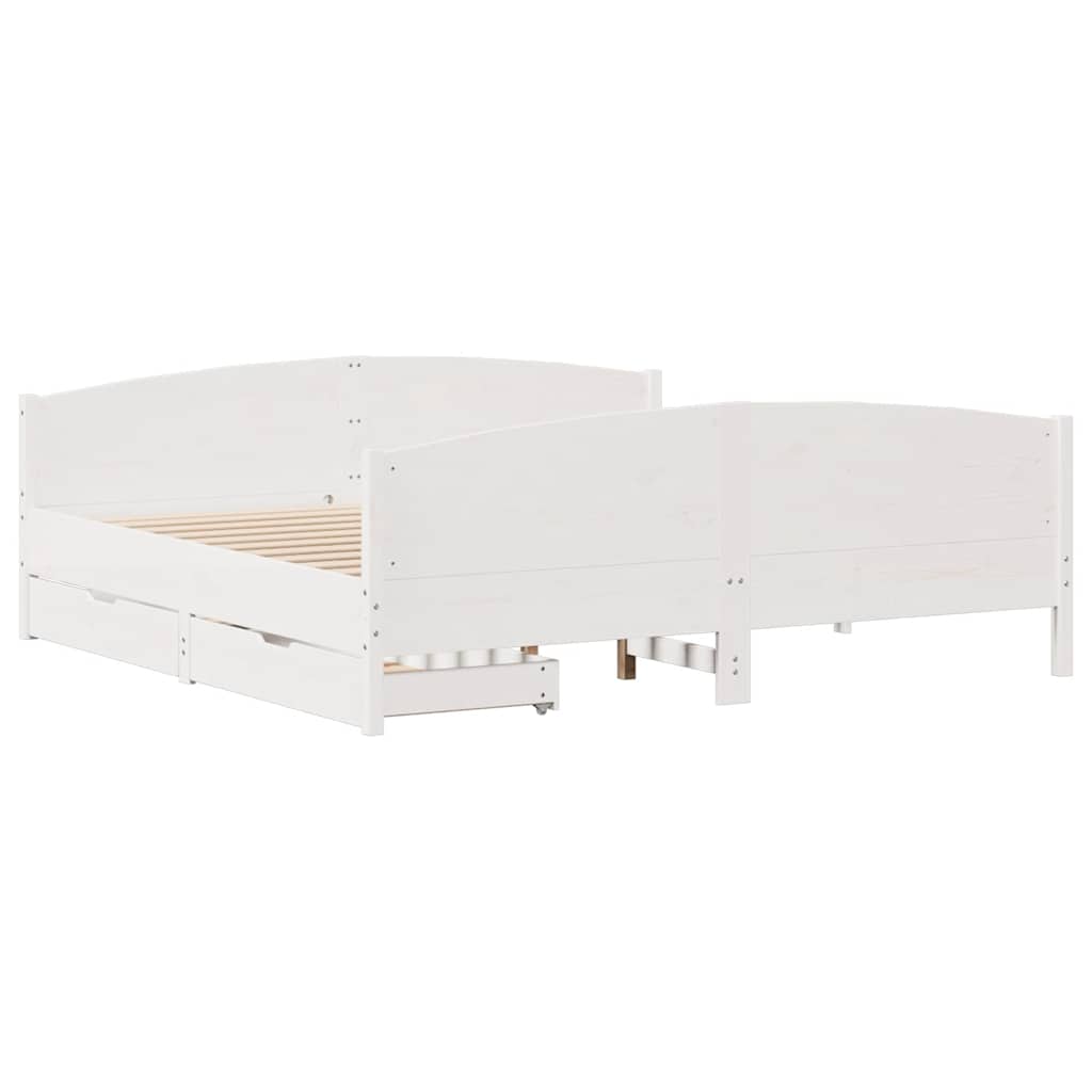Lovos rėmas be čiužinio, baltas, 160x200cm, pušies masyvas