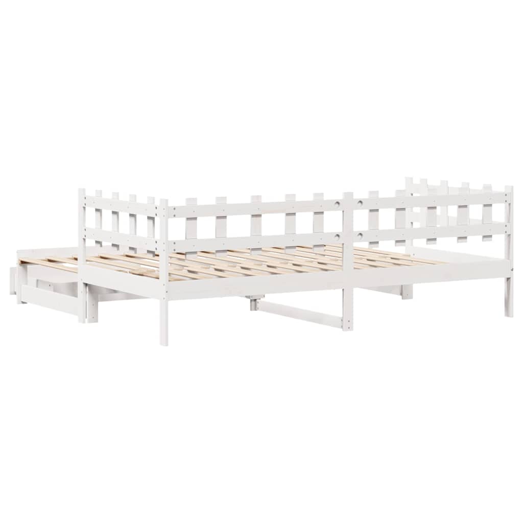 Lova su ištraukiama dalimi/stalčiais be čiužinio balta 90x200cm