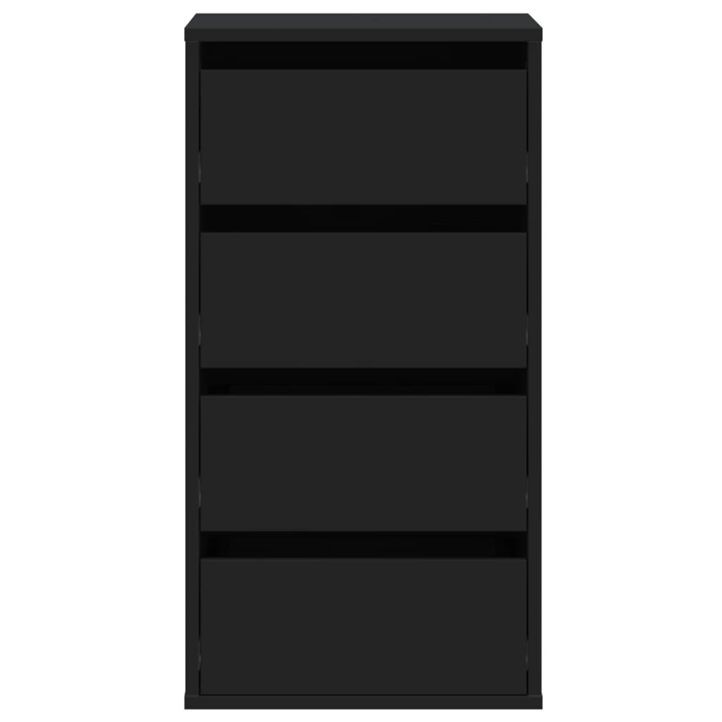 Kampinė komoda su stalčiais, juoda, 40x41x76cm, mediena