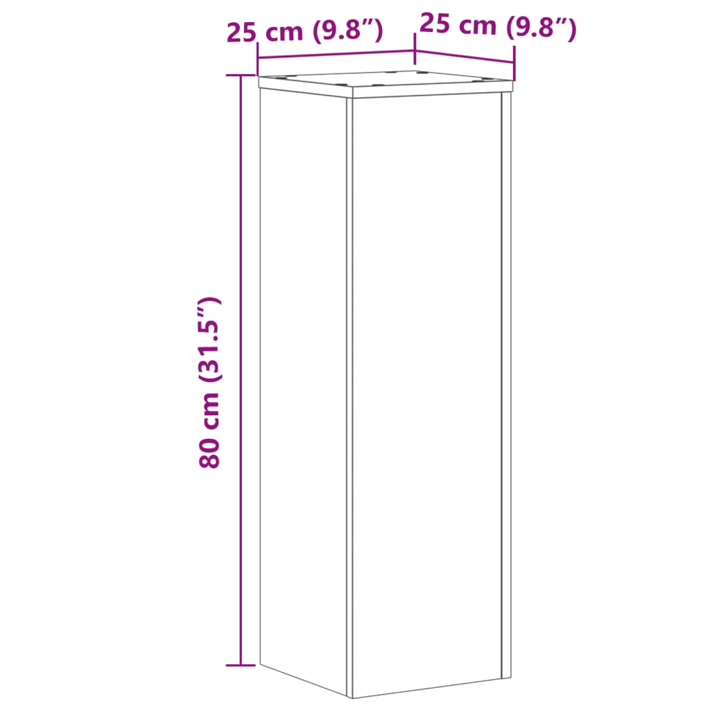 Stovai augalams, 2vnt., balti, 25x25x80cm, apdirbta mediena