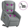 Atsistojantis masažinis krėslas, šviesiai pilkas, audinys