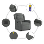 Atsistojantis masažinis krėslas, tamsiai pilkas, audinys