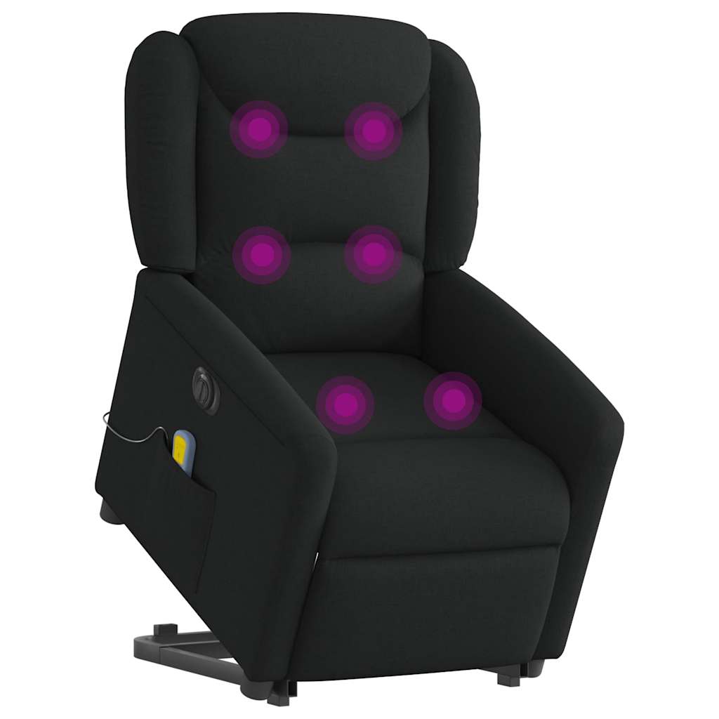 Atsistojantis elektrinis masažinis krėslas, juodas, audinys
