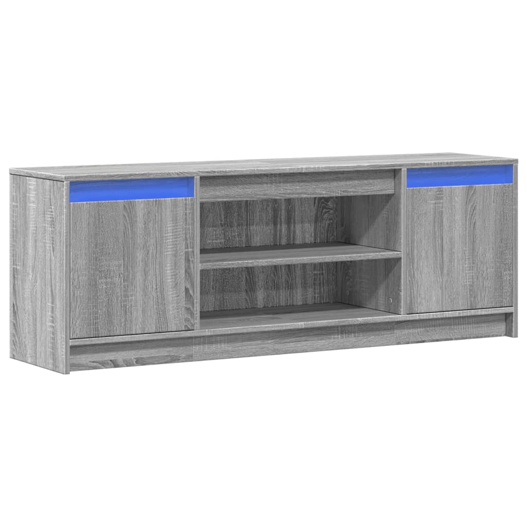 Televizoriaus spintelė su LED, pilka, 139,5x34x50cm, mediena