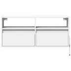 Sieninė TV spintelė su LED lemputėmis, balta, 100x31x45cm
