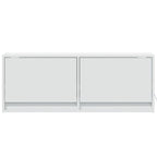 Sieninė TV spintelė su LED lemputėmis, balta, 100x31x35cm
