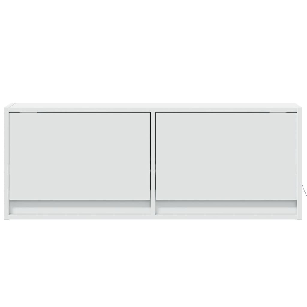 Sieninė TV spintelė su LED lemputėmis, balta, 100x31x35cm