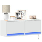 Sieninė TV spintelė su LED lemputėmis, balta, 100x31x35cm