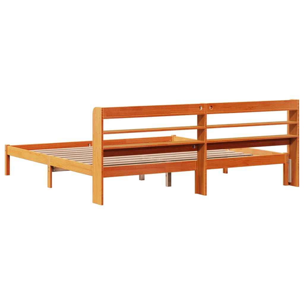 Lovos rėmas su galvūgaliu, vaško rudas, 200x200cm, pušis