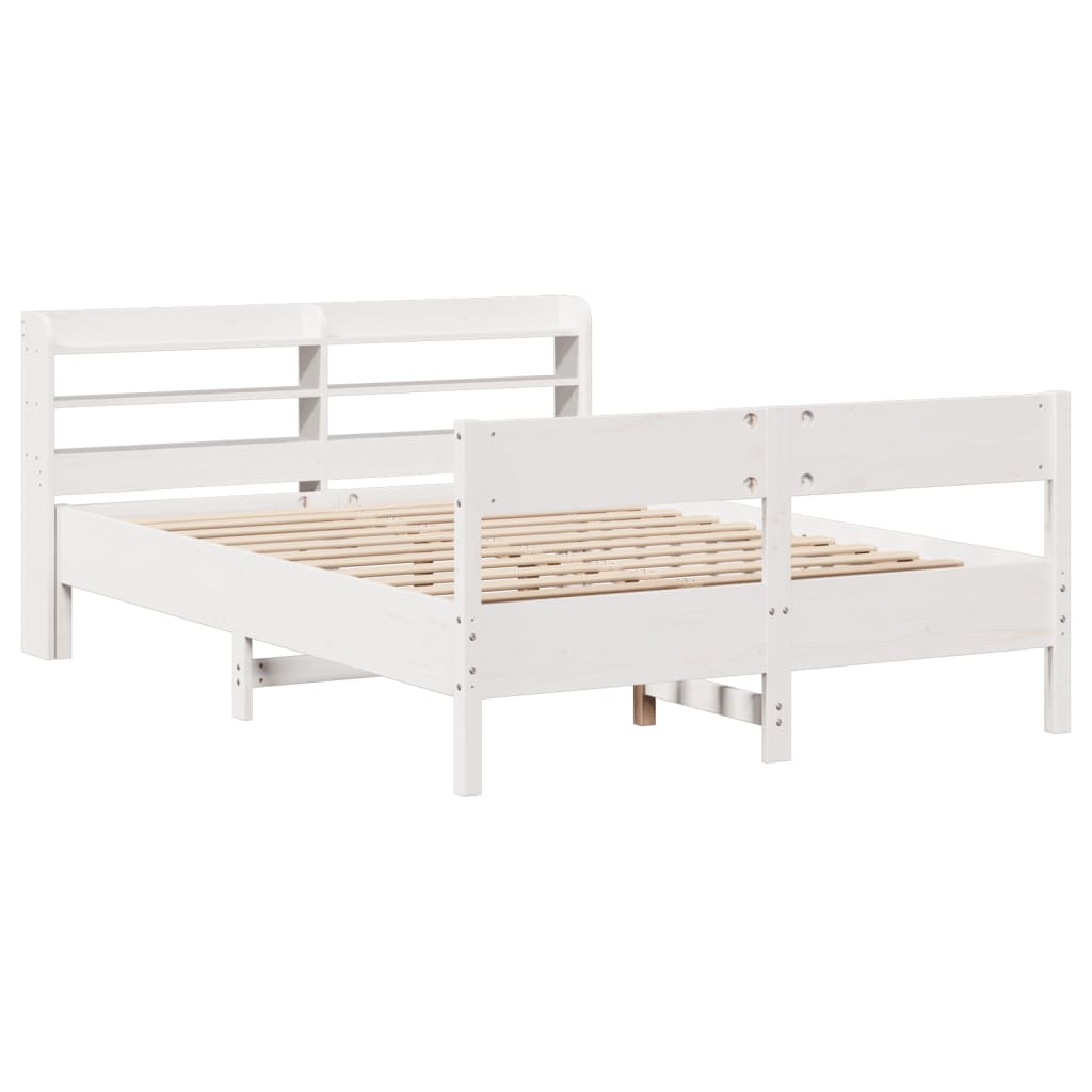 Lovos rėmas be čiužinio, baltas, 135x190cm, pušies masyvas