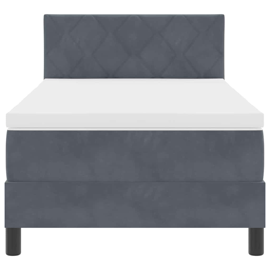 Spyruoklinė Lova su Čiužiniu Tamsiai pilka 90 x 200 cm audinys