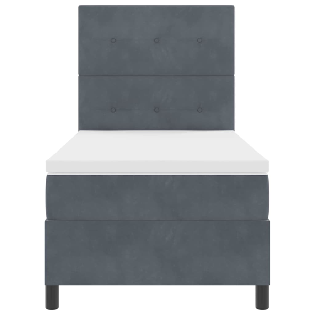 Kiemas lova su čiužiniu Tamsiai pilka 100 x 200 cm Aksomas