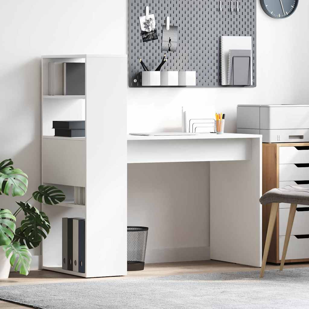 Stalas su lentyna Balta 113 x 54 x 120 cm Apdirbta mediena