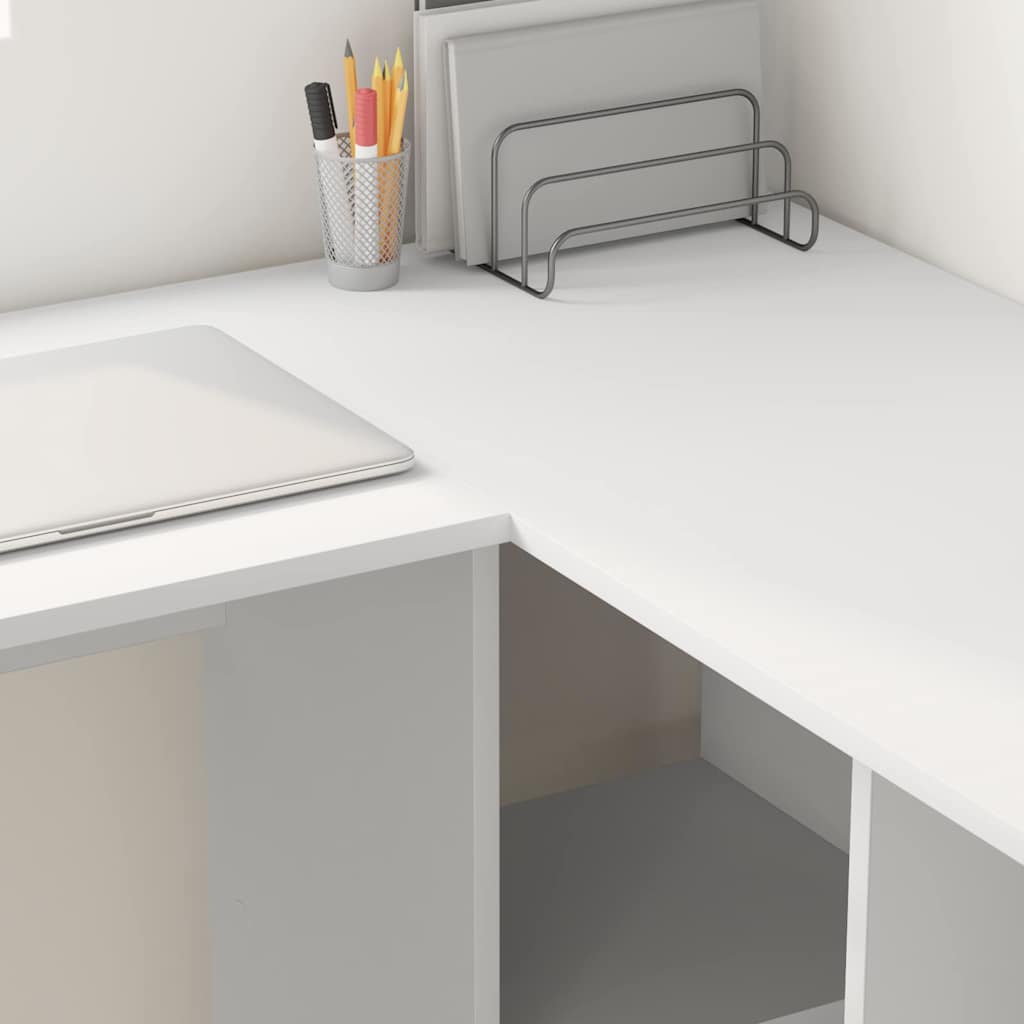 Stalas su lentyna Balta 142 x 102 x 73 cm Apdirbta mediena