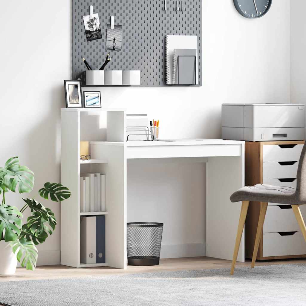 Stalas su lentyna Balta 100 x 40 x 90 cm Apdirbta mediena