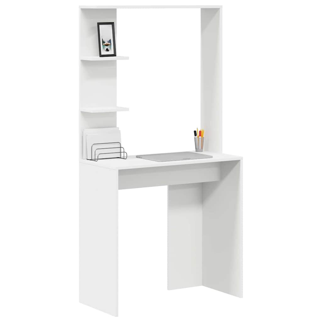 Stalas su lentyna Balta 78,5 x 37 x 154,5 cm Apdirbta mediena