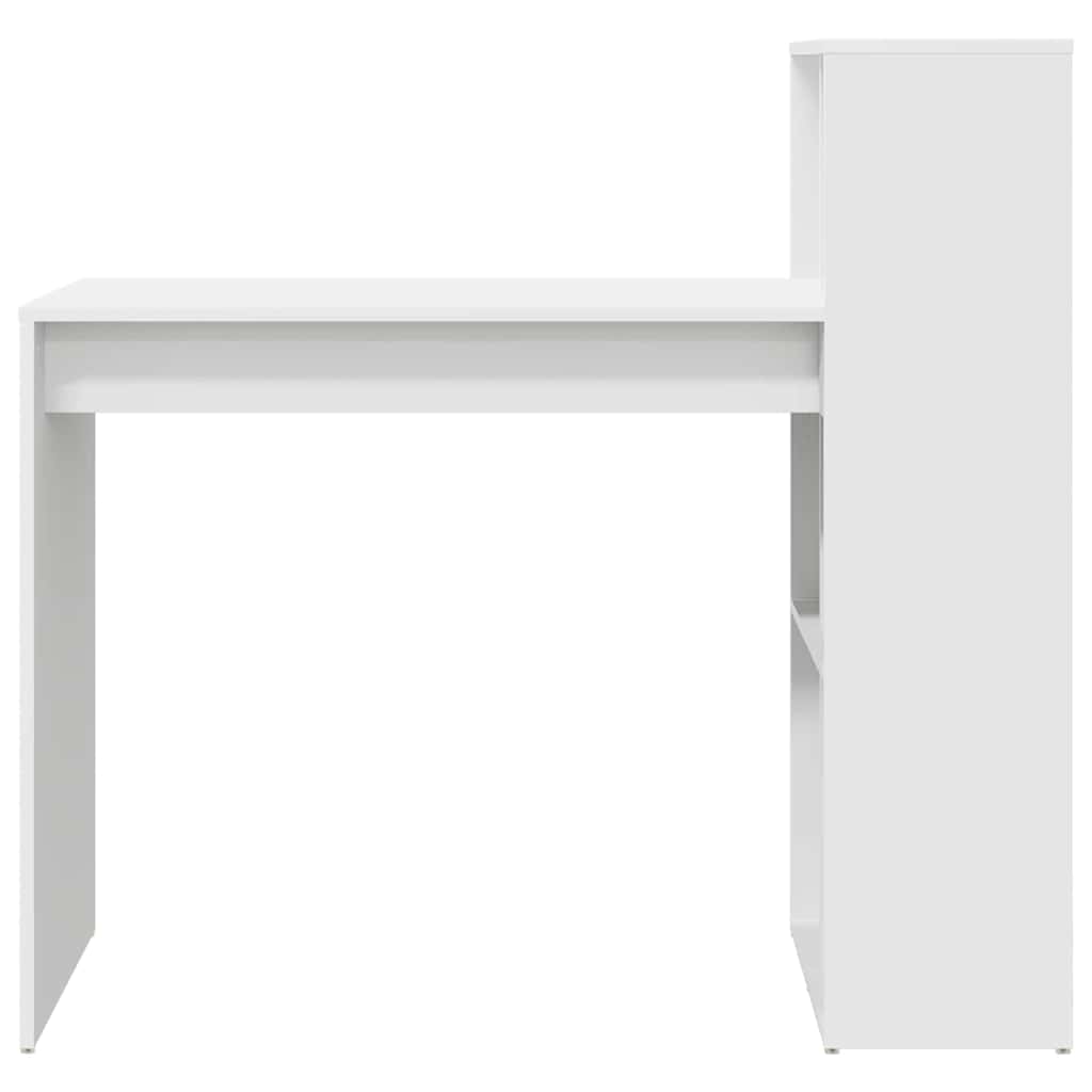 Stalas su lentyna Balta 108 x 55 x 103.5 cm Apdirbta mediena