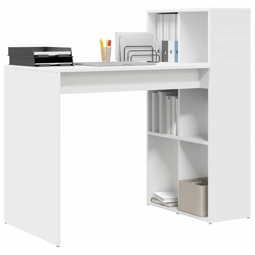Stalas su lentyna Balta 108 x 55 x 103.5 cm Apdirbta mediena