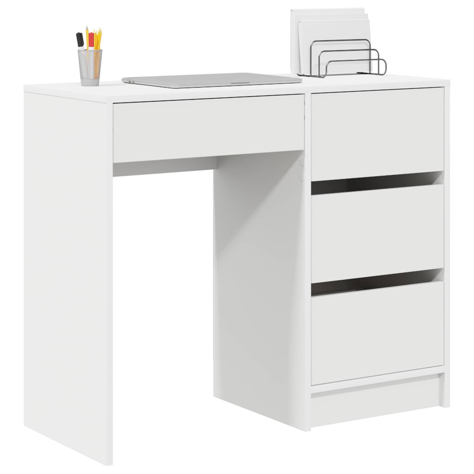Stalas su stalčių Balta 90 x 37.5 x 75 cm Apdirbta mediena