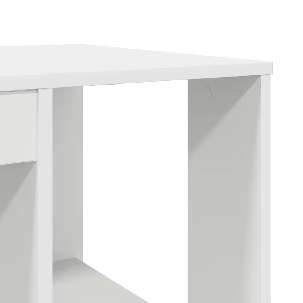Stalas su lentyna Balta 130 x 50.5 x 75 cm Apdirbta mediena