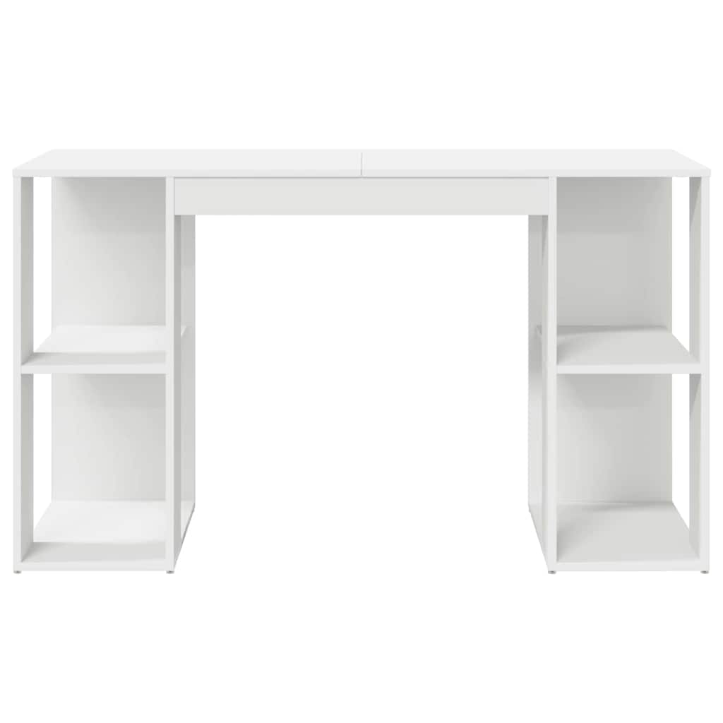 Stalas su lentyna Balta 130 x 50.5 x 75 cm Apdirbta mediena