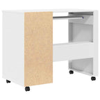 Stalas su ratais su ratu Balta 91 x 50 x 77 cm Apdirbta mediena