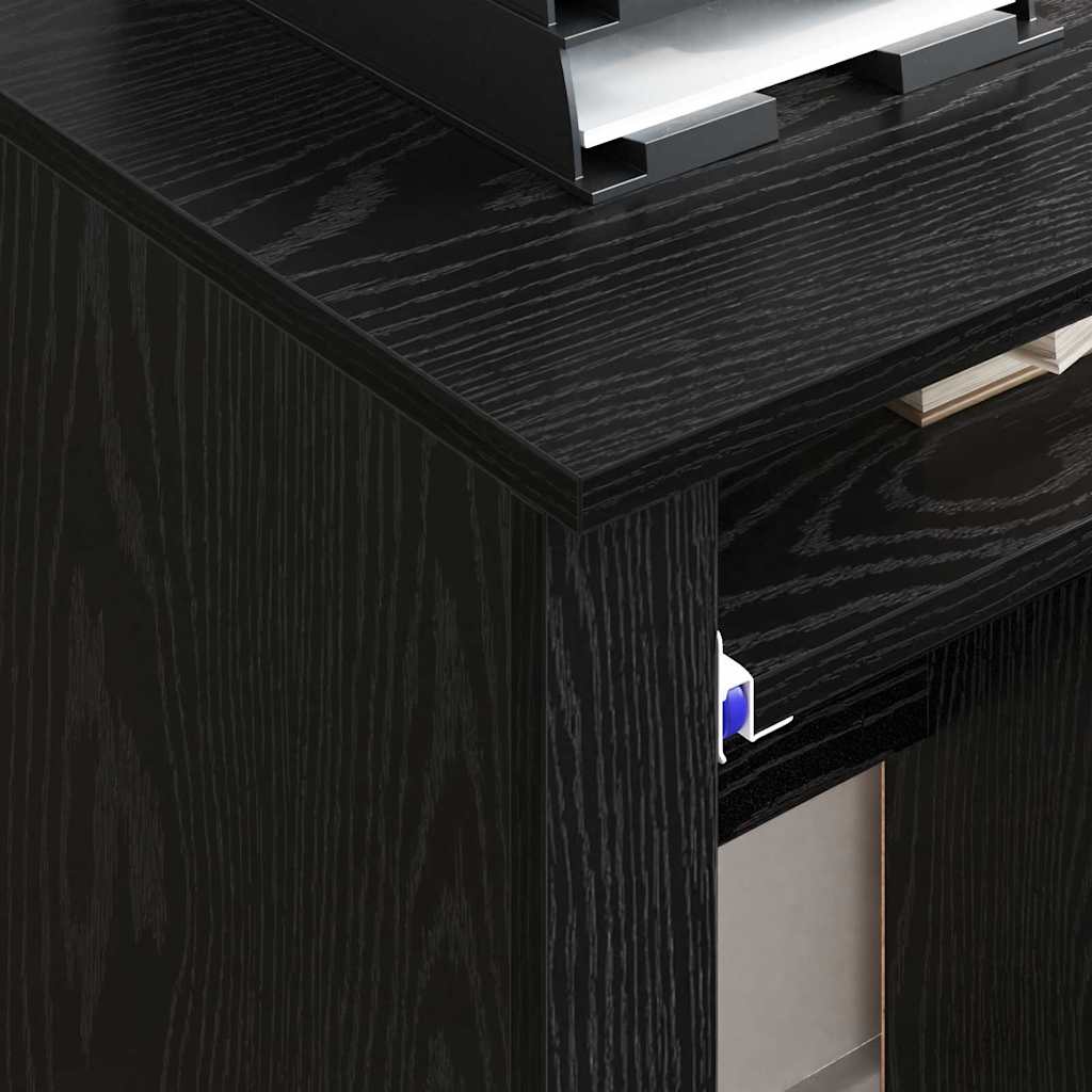 Stalas su ratais su stalčių Juodas ąžuolas 91 x 50 x 77 cm