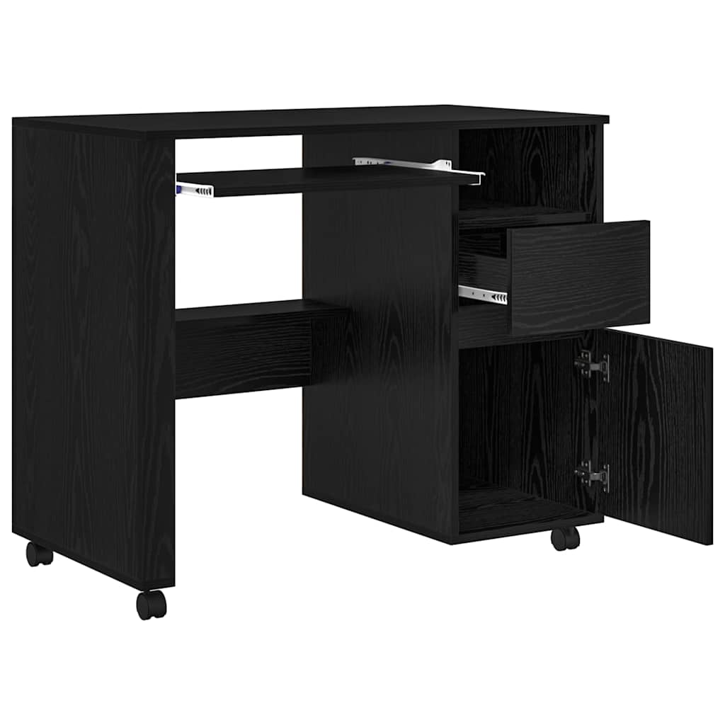 Stalas su ratais su stalčių Juodas ąžuolas 91 x 50 x 77 cm