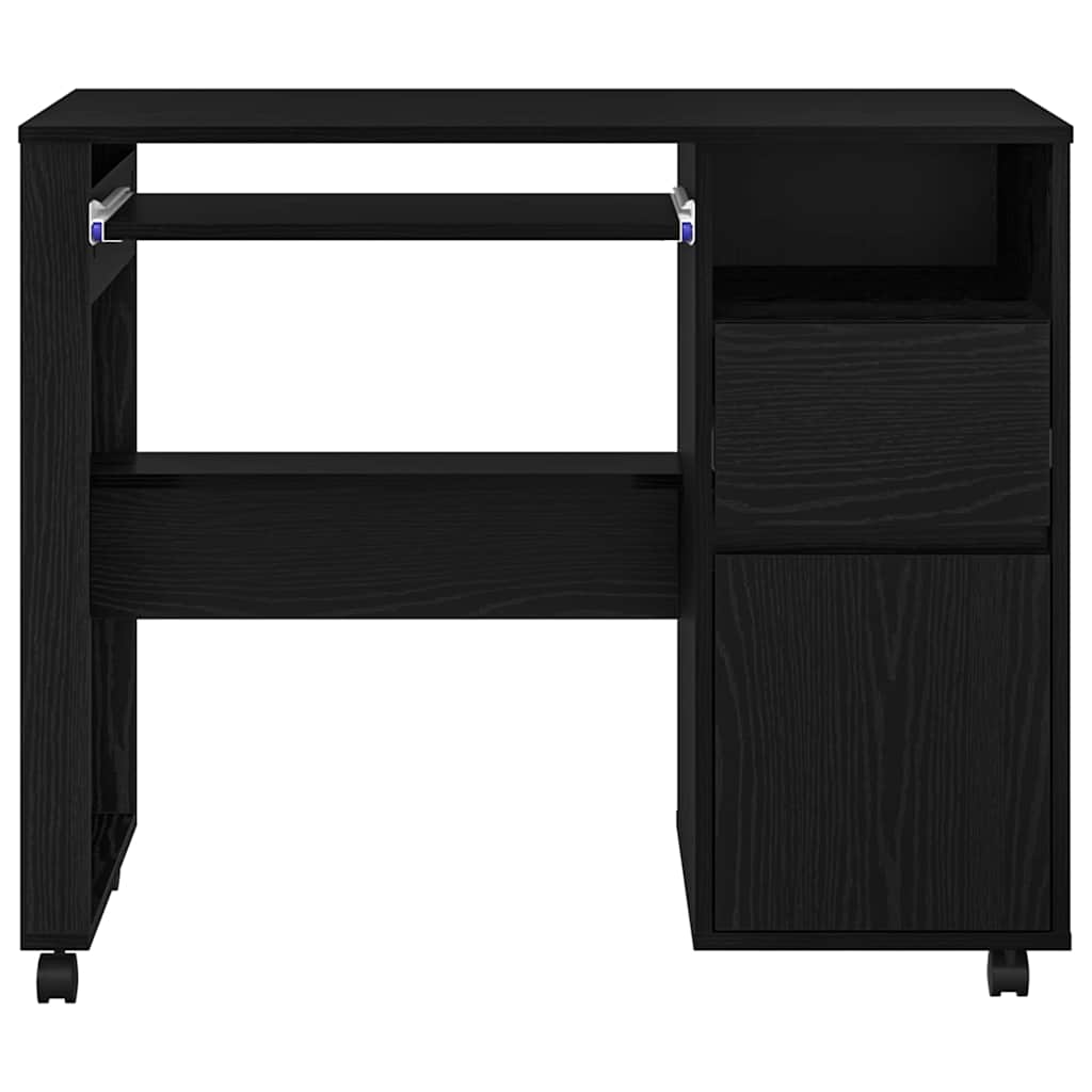 Stalas su ratais su stalčių Juodas ąžuolas 91 x 50 x 77 cm