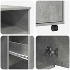 Stalas su ratais Betono pilka 91 x 50 x 77 cm Apdirbta mediena