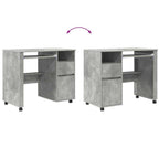 Stalas su ratais Betono pilka 91 x 50 x 77 cm Apdirbta mediena