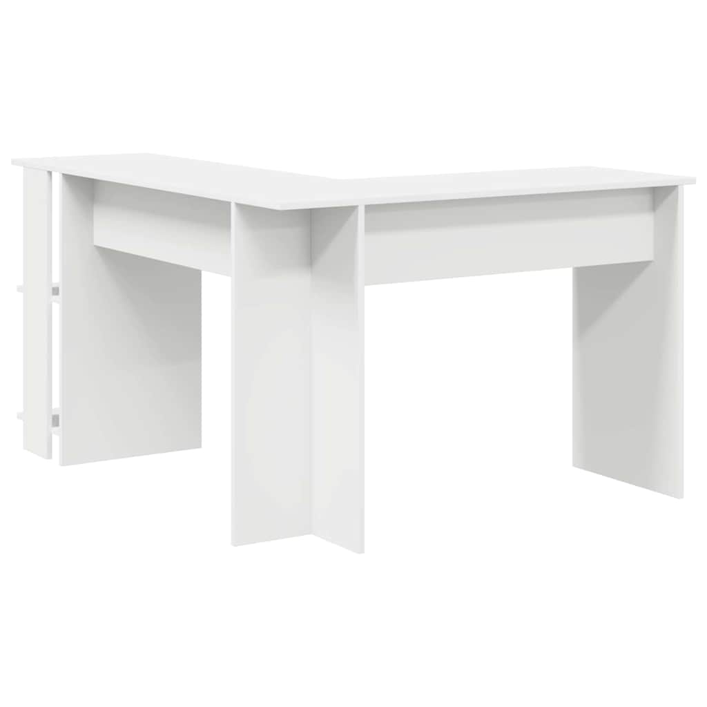 Kampinis rašomasis stalas su lentyna Balta 140 x 113,5 x 75 cm