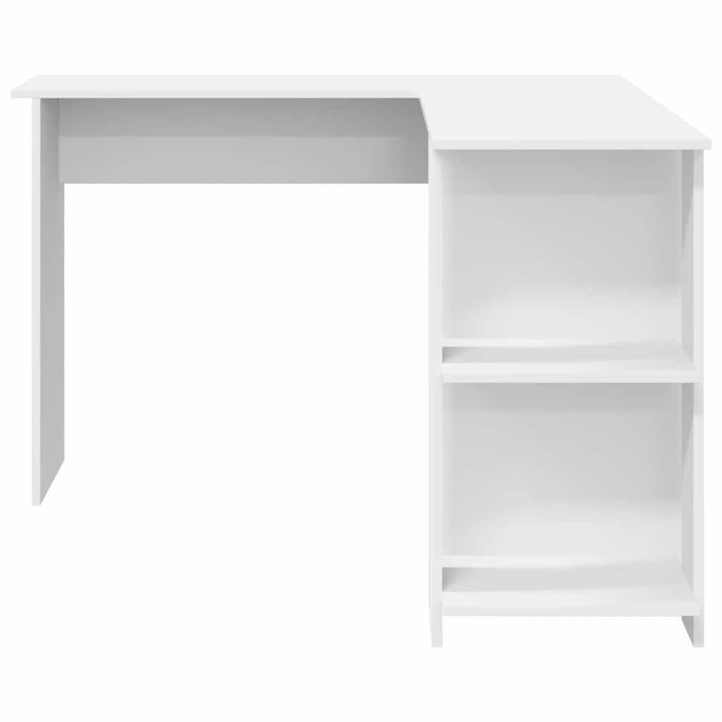 Kampinis rašomasis stalas su lentyna Balta 140 x 113,5 x 75 cm