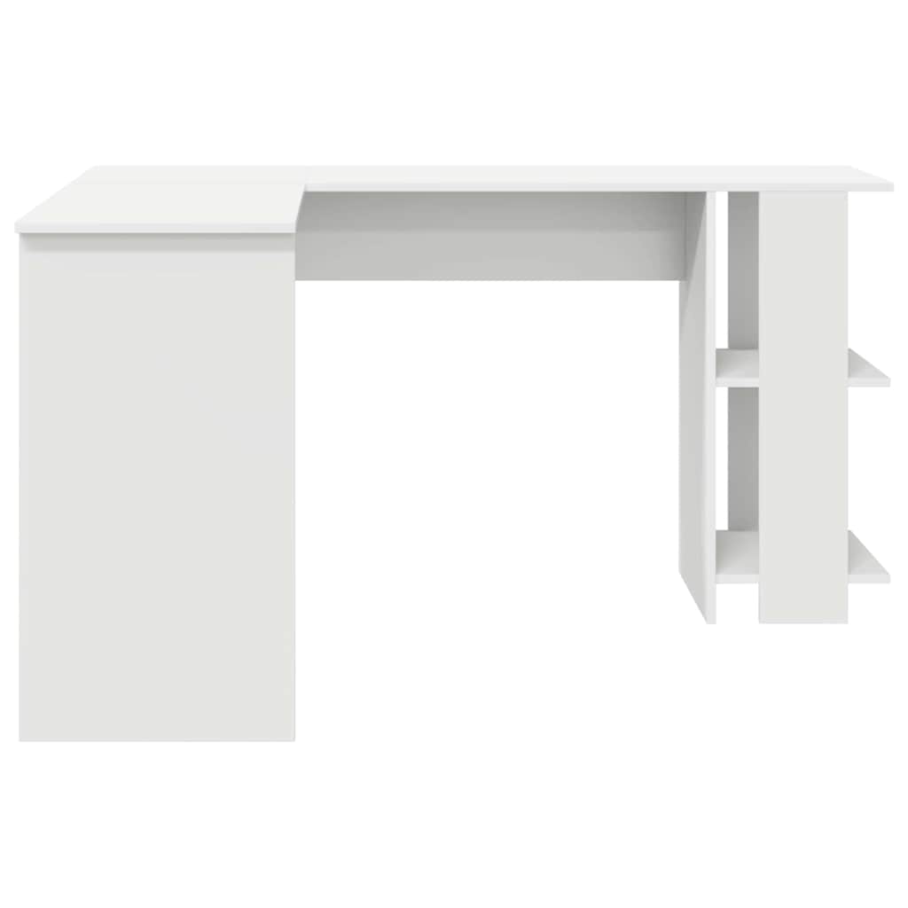 Kampinis rašomasis stalas su lentyna Balta 140 x 113,5 x 75 cm