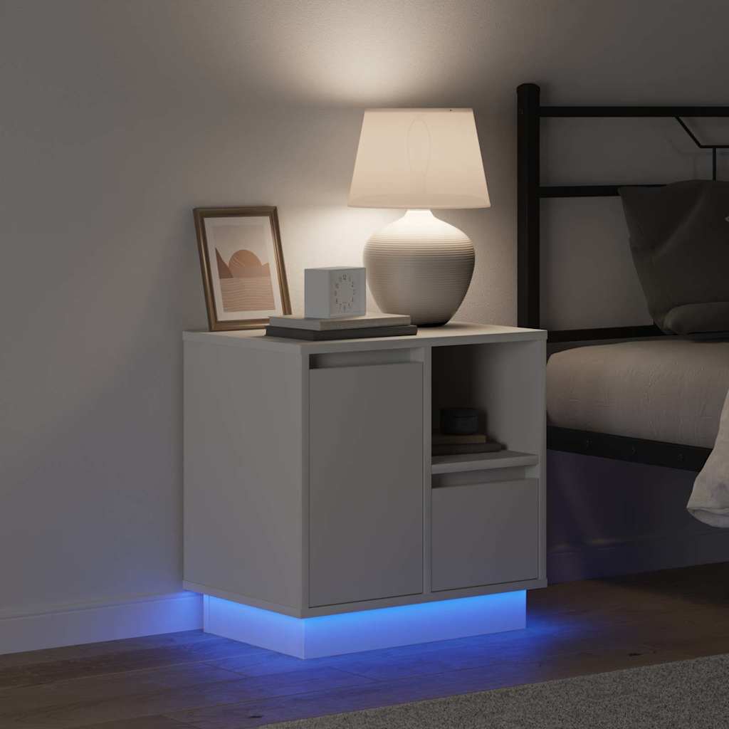 Šalia lovos spintelė su stalčių 2 pcs Balta 50 x 34.5 x 50 cm