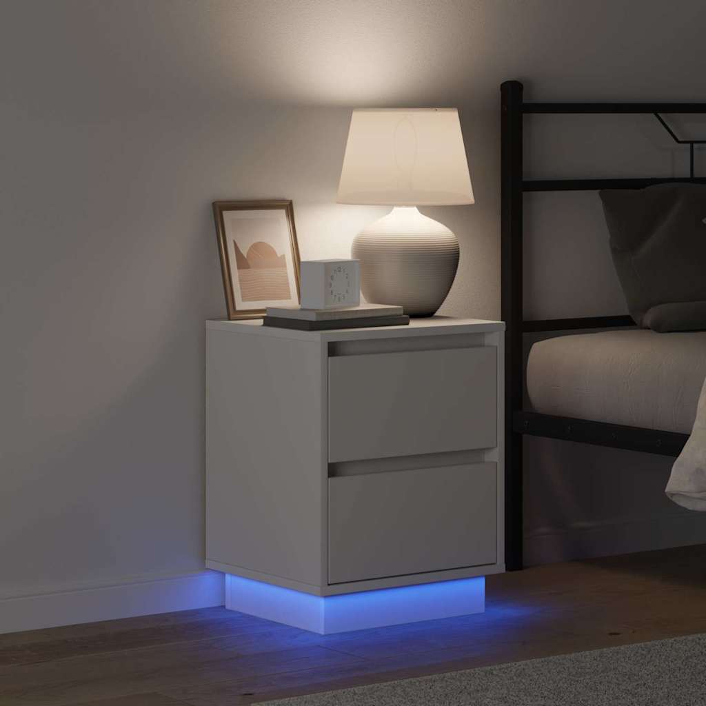 Šalia lovos spintelė su stalčių 2 pcs Balta 39 x 34.5 x 50 cm