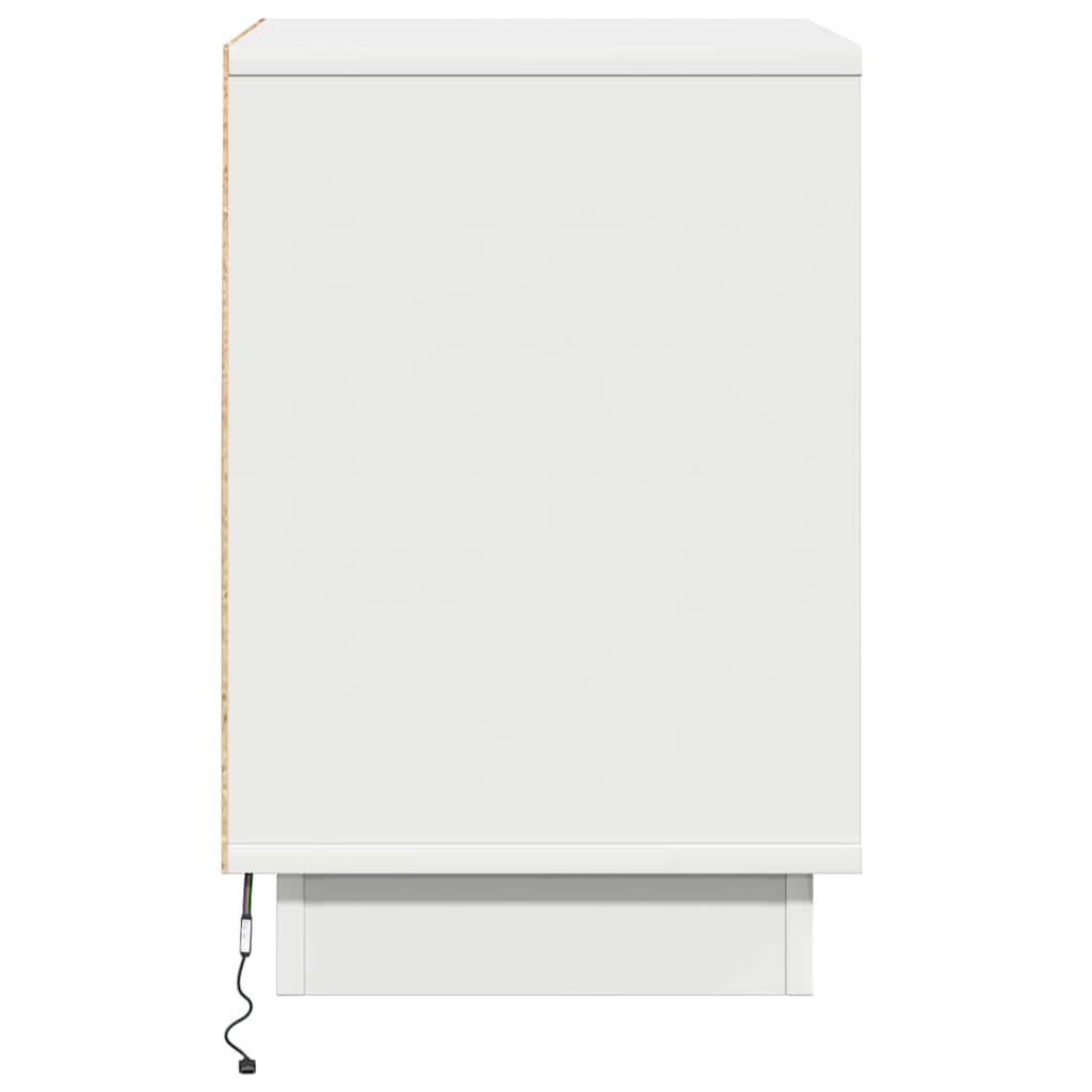 Šalia lovos spintelė su stalčių 2 pcs Balta 39 x 34.5 x 50 cm