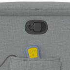 Atlošiamas masažinis krėslas, šviesiai pilkos spalvos, audinys