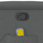 Atlošiamas masažinis krėslas, tamsiai pilkos spalvos, audinys