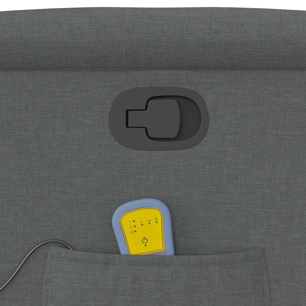 Atlošiamas masažinis krėslas, tamsiai pilkos spalvos, audinys