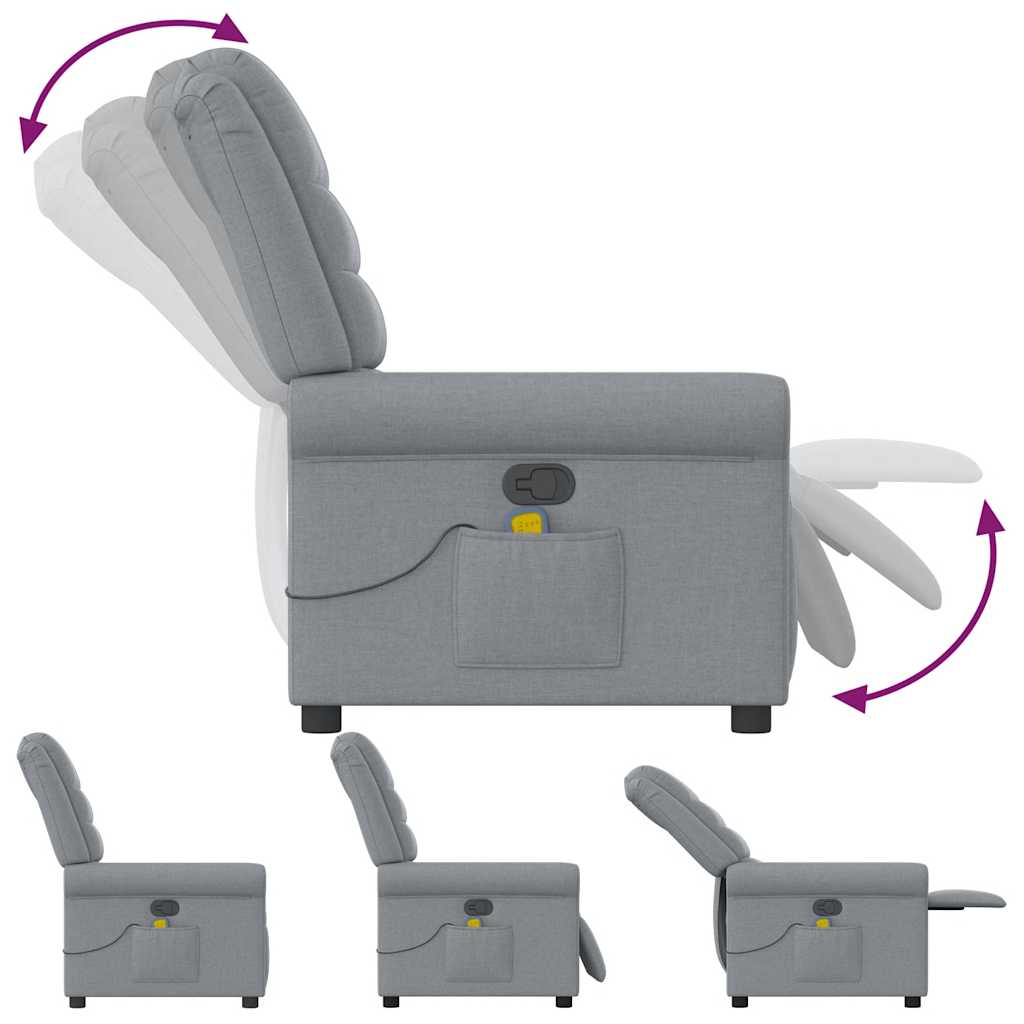 Atlošiamas masažinis krėslas, šviesiai pilkos spalvos, audinys