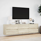Sieninė TV spintelė su LED lemputėmis, ąžuolo, 180x31x45cm