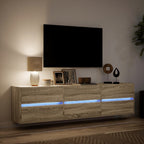 Sieninė TV spintelė su LED lemputėmis, ąžuolo, 180x31x45cm