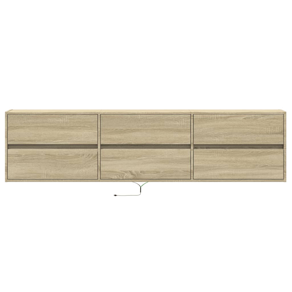 Sieninė TV spintelė su LED lemputėmis, ąžuolo, 180x31x45cm